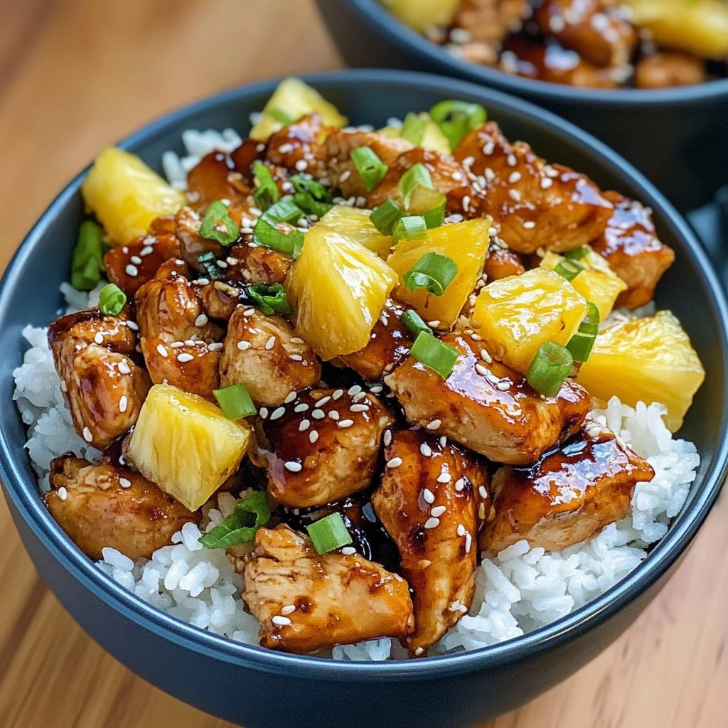 Delicious Pineapple Teriyaki Chicken Bowl with fresh ingredients
