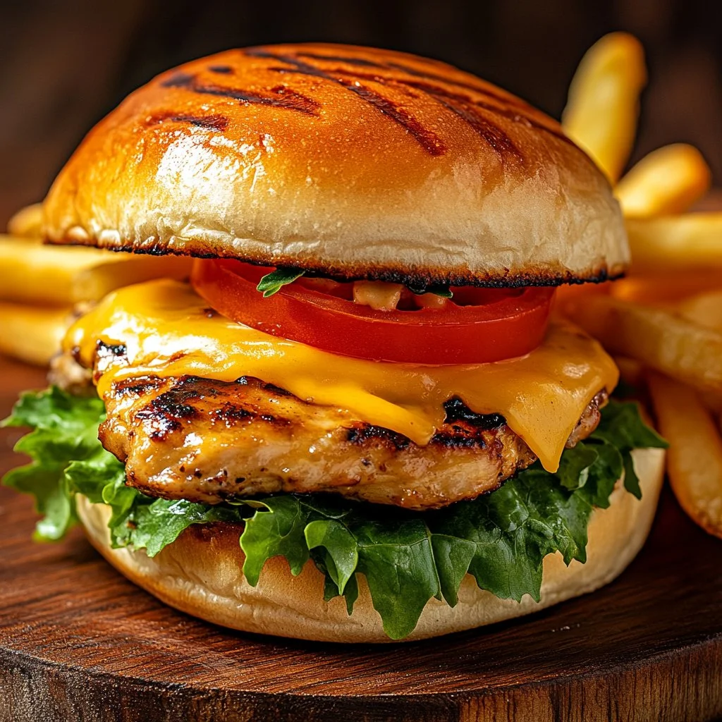 Delicious spicy Chipotle Chicken Burger with fresh toppings and vibrant colors.