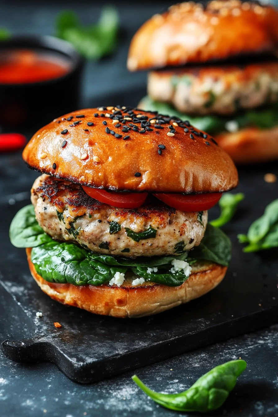 Spinach Feta Turkey Burgers Recipe