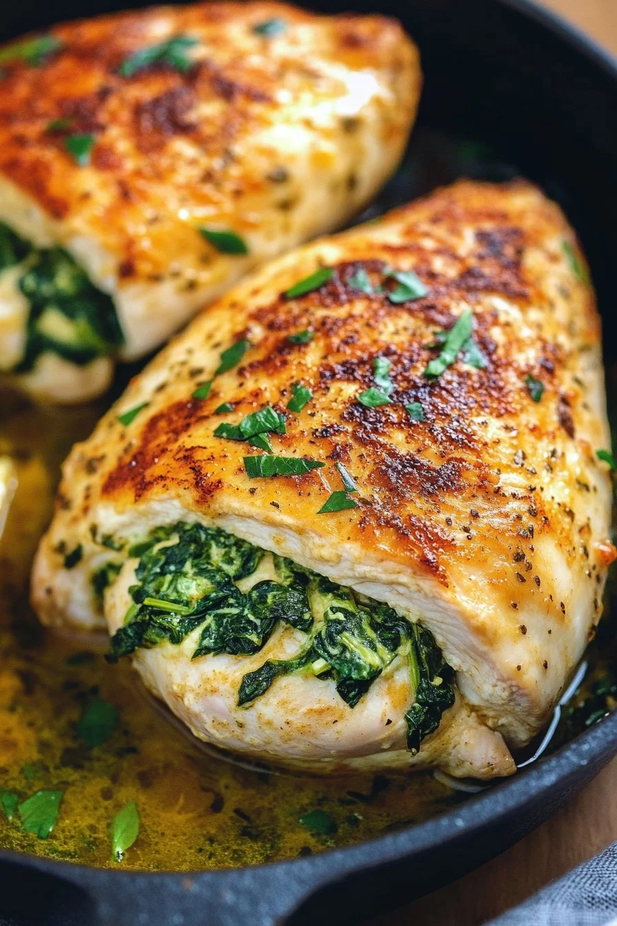 Spinach Stuffed Chicken Breasts - a healthy low carb dinner option!