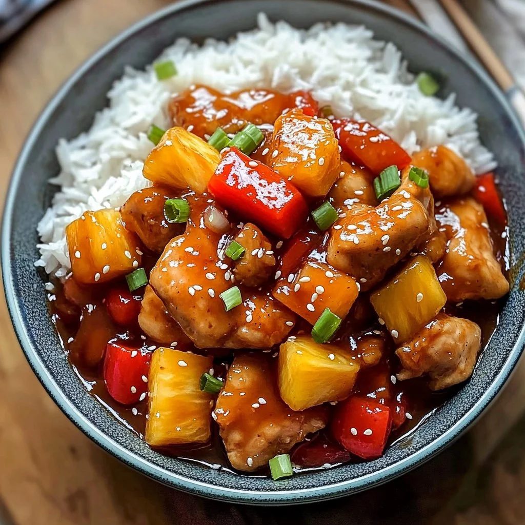 Sweet and Sour Chicken with Pineapple dish on a plate