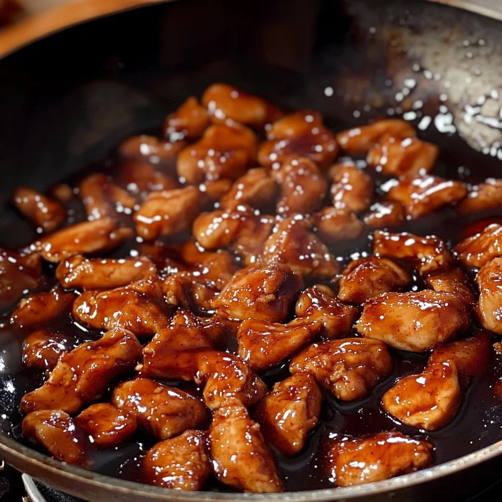 Plate of savory teriyaki chicken with vegetables and rice