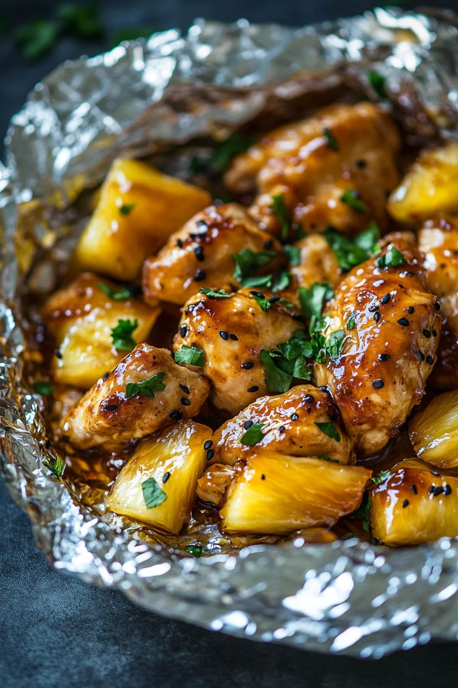 Teriyaki Chicken and Pineapple Foil Packets