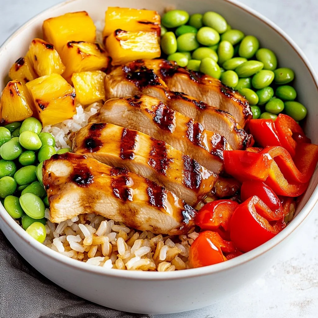 Delicious teriyaki chicken and rice bowl with colorful vegetables