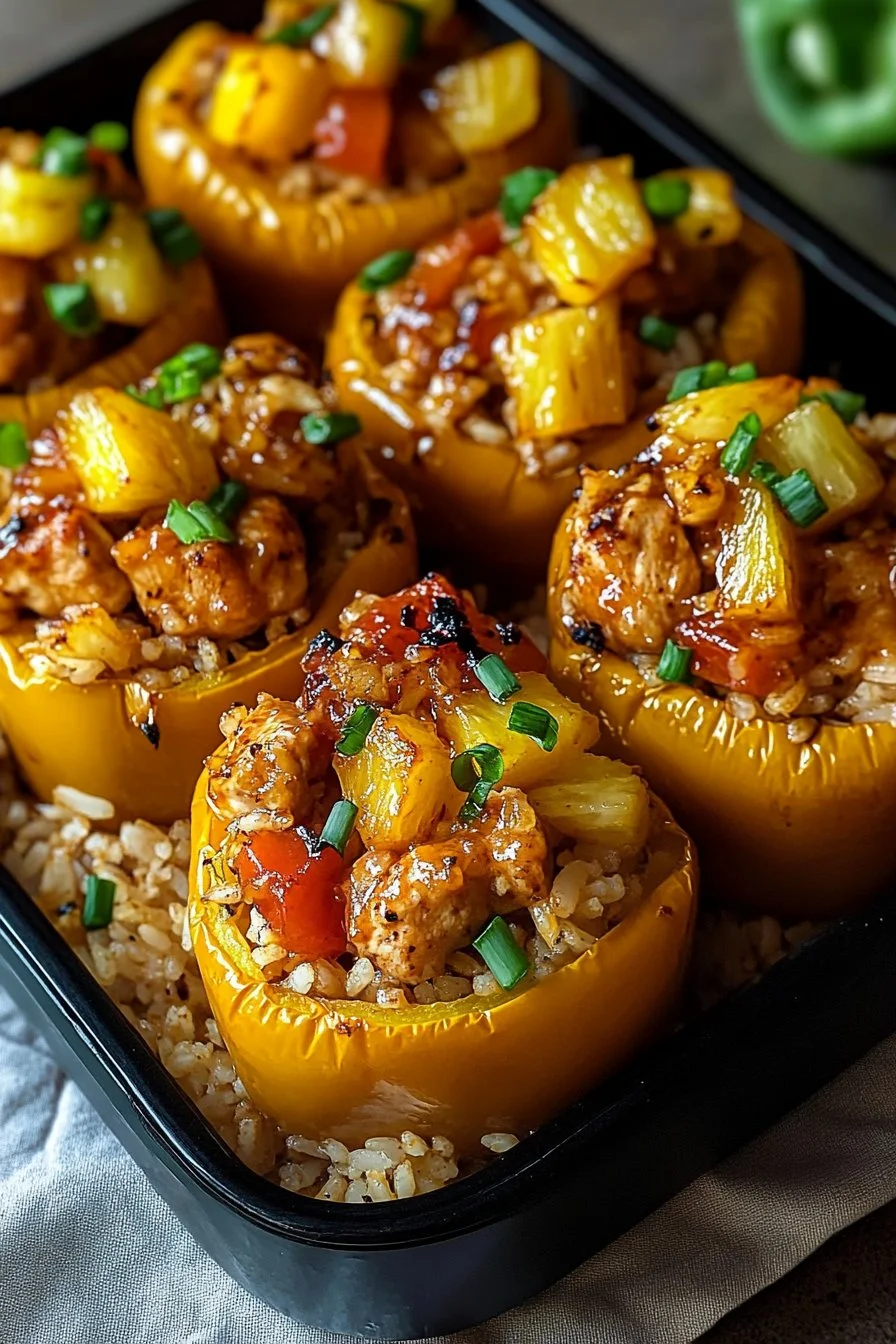Teriyaki Pineapple Chicken and Rice Stuffed Peppers: A Sweet and Savory Meal