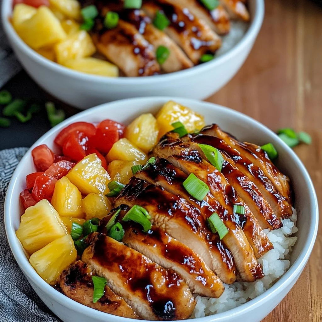 Teriyaki Pineapple Chicken Bowls with vibrant vegetables and rice