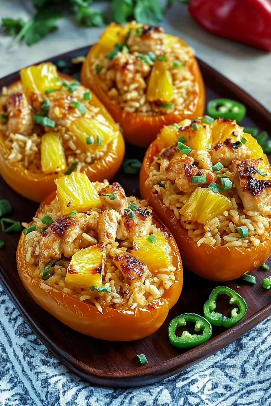 Teriyaki Pineapple Chicken & Rice Stuffed Peppers