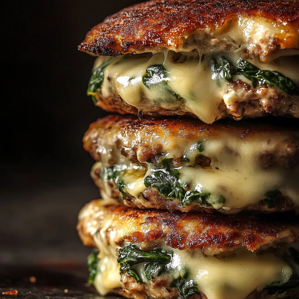 White Cheddar Spinach Chicken Burgers with fresh ingredients on a plate.