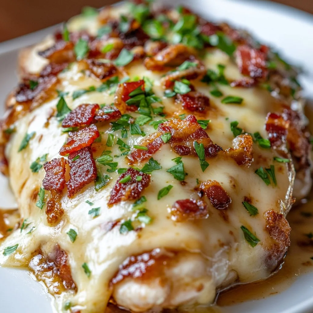 Delicious Alice Springs Chicken with cheese and honey mustard glaze