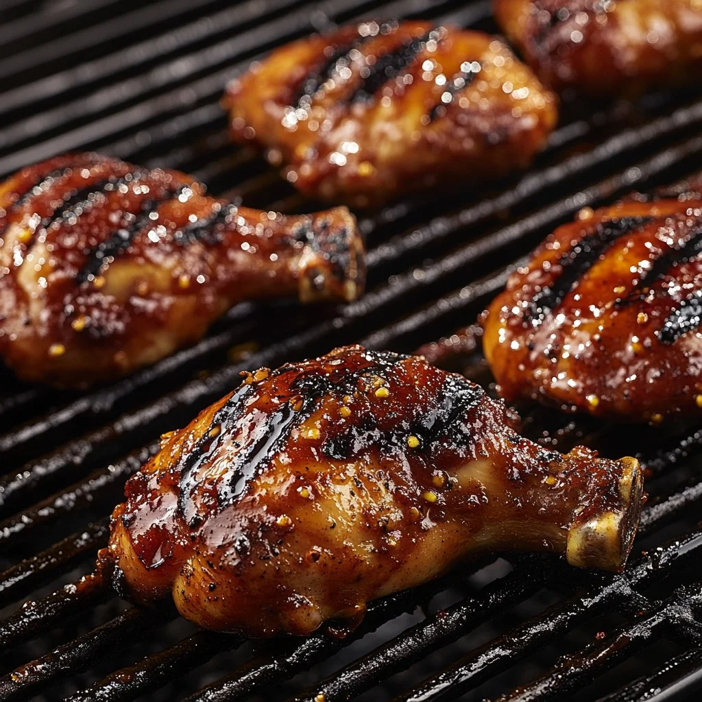 Grilled BBQ Chicken with smoky flavor and garnish on a plate