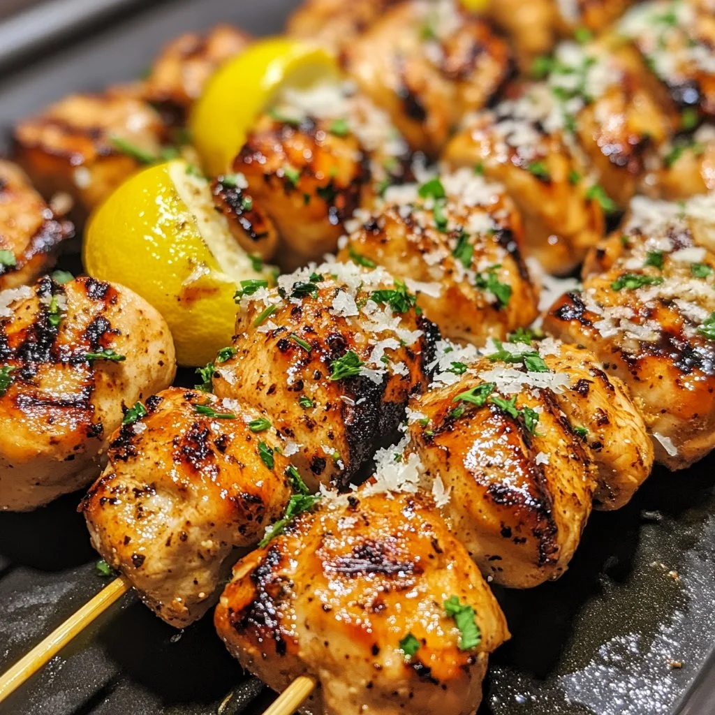 Blackstone Garlic Parmesan Chicken on a grill with herbs and spices.