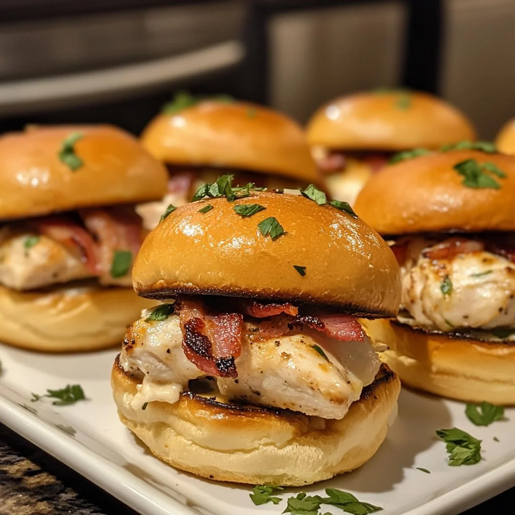 Delicious Chicken Bacon Ranch Sliders on a serving platter