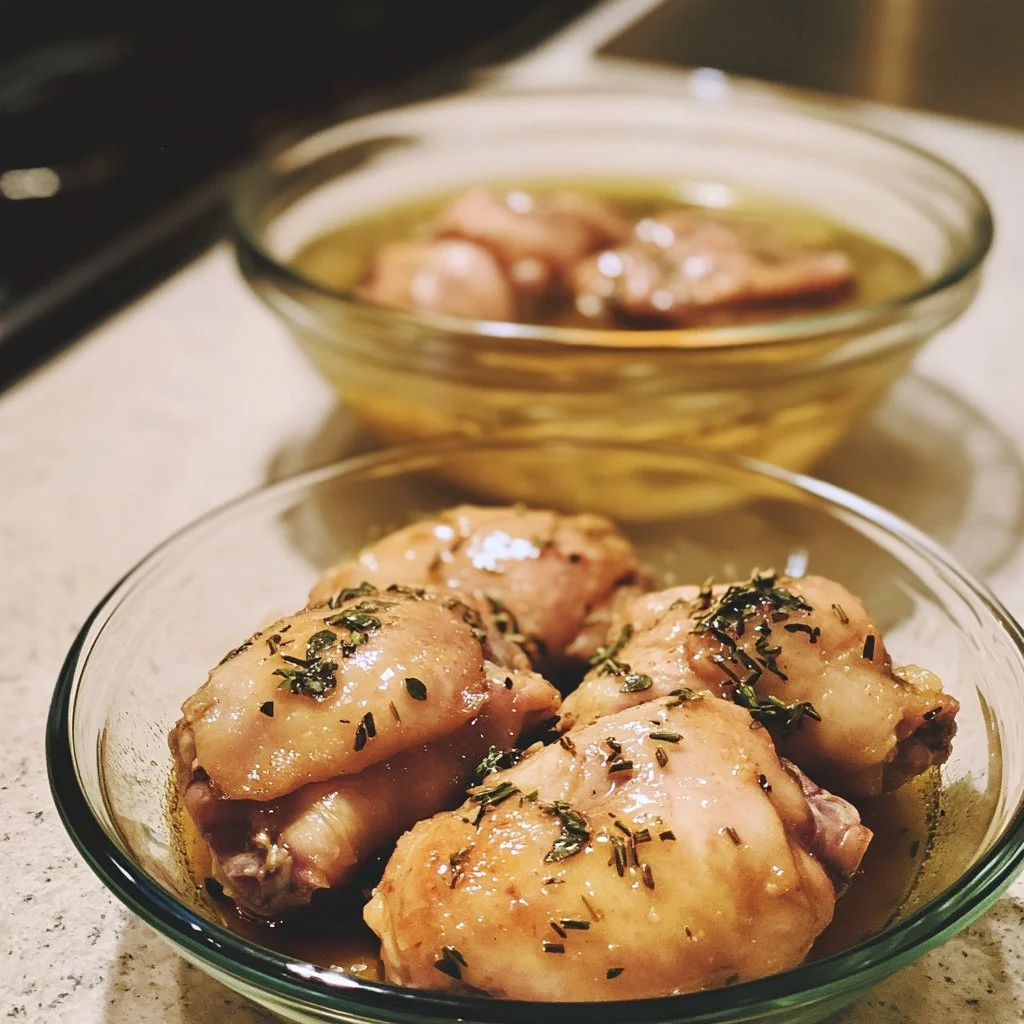 Delicious marinated chicken thighs ready to cook