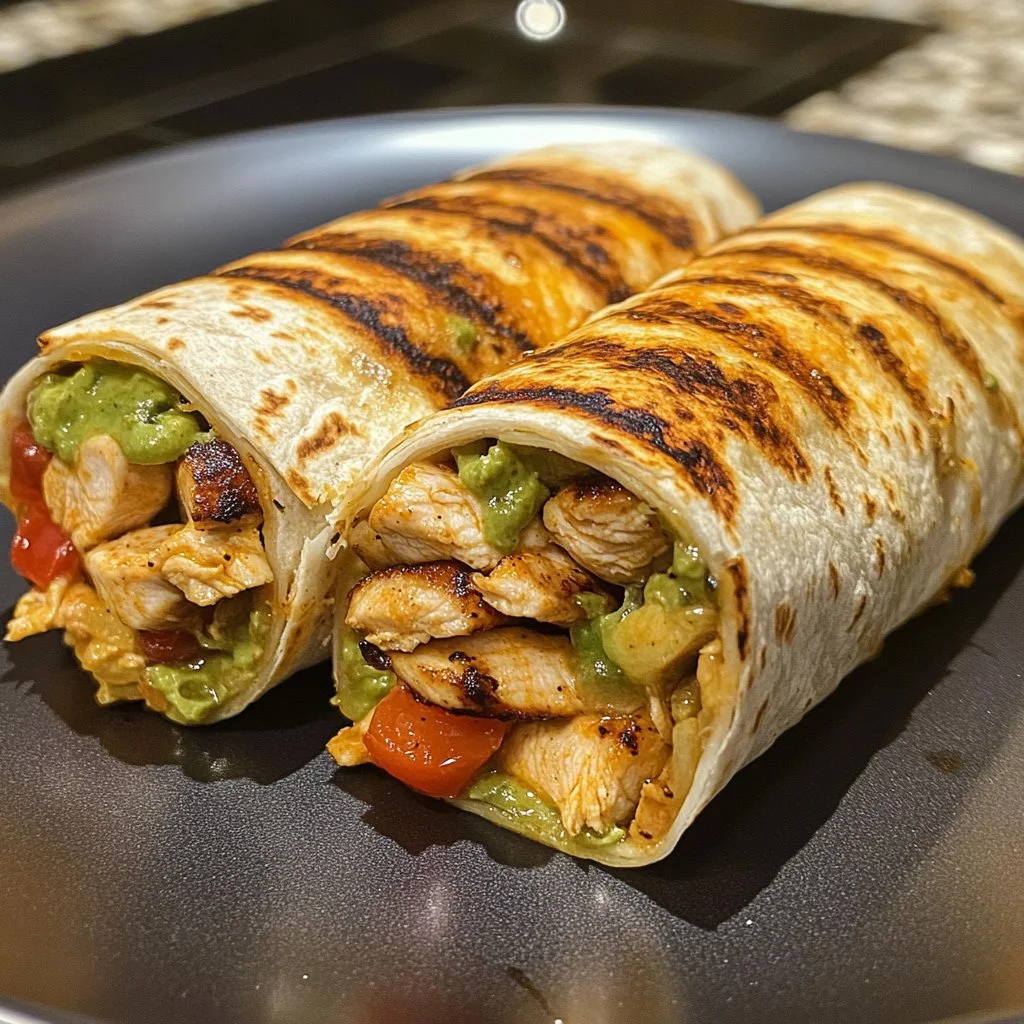 Delicious Chipotle Ranch Grilled Chicken Burrito with fresh ingredients