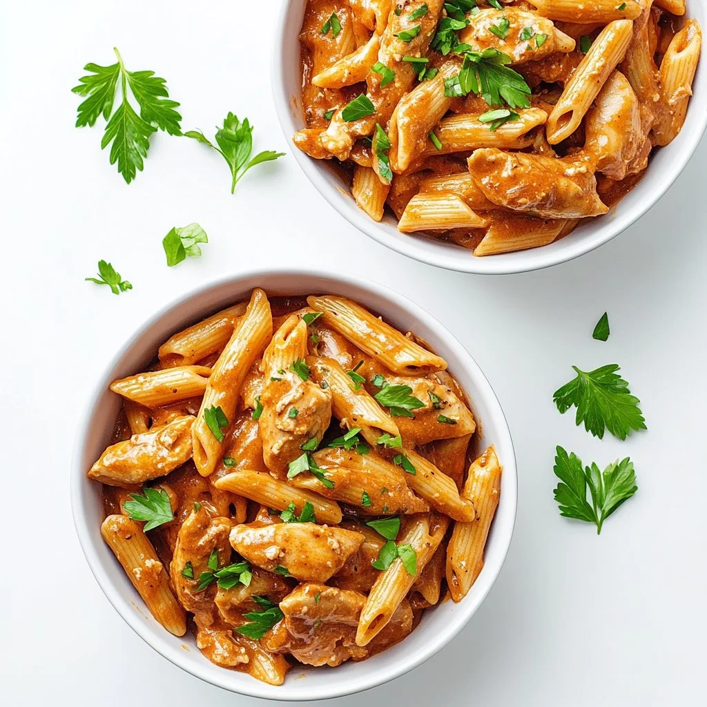 Creamy Cajun Chicken Pasta with vegetables and spices in a bowl