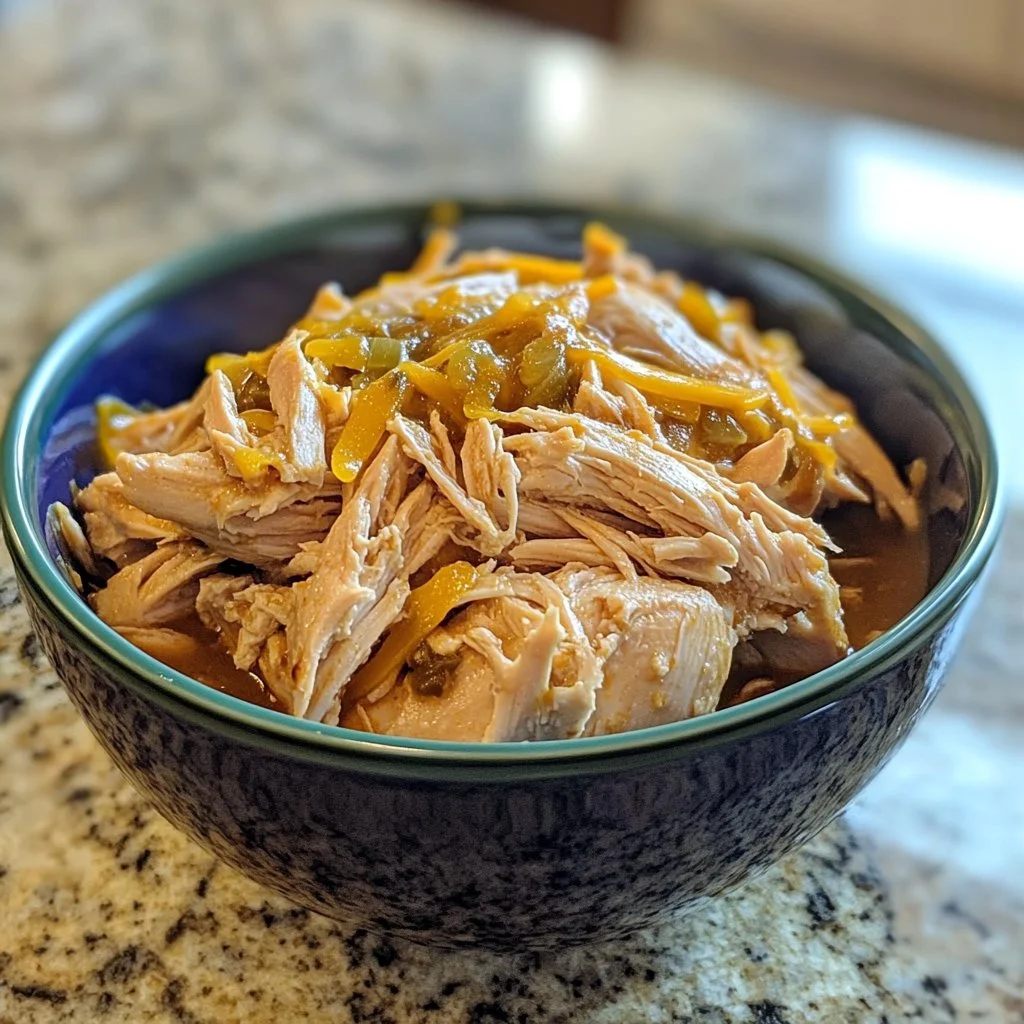 Crock Pot Crack Chicken served in a bowl, garnished with green onions.
