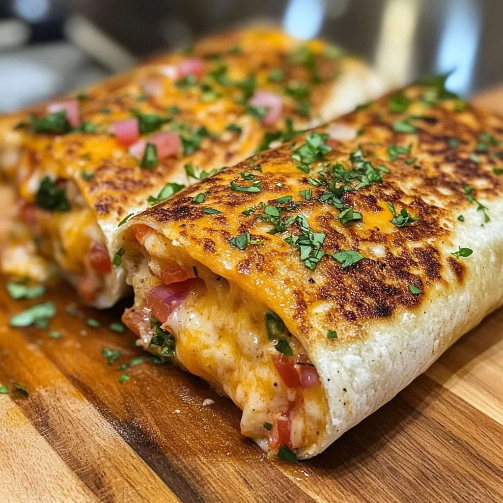 Delicious grilled cheese burrito with melted cheese and crispy exterior