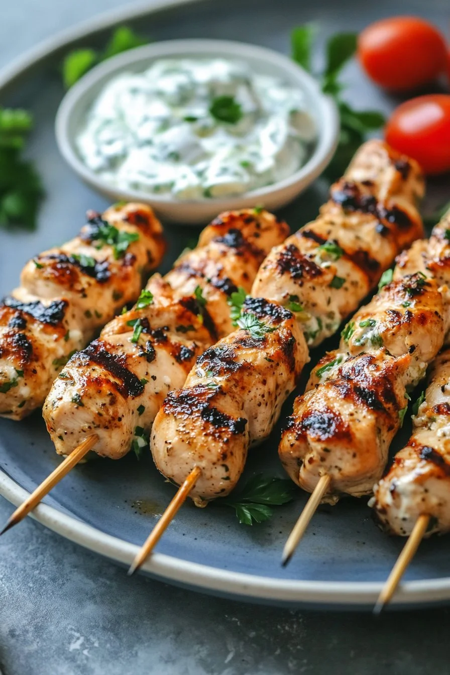 Grilled Chicken Skewers with Tzatziki Sauce