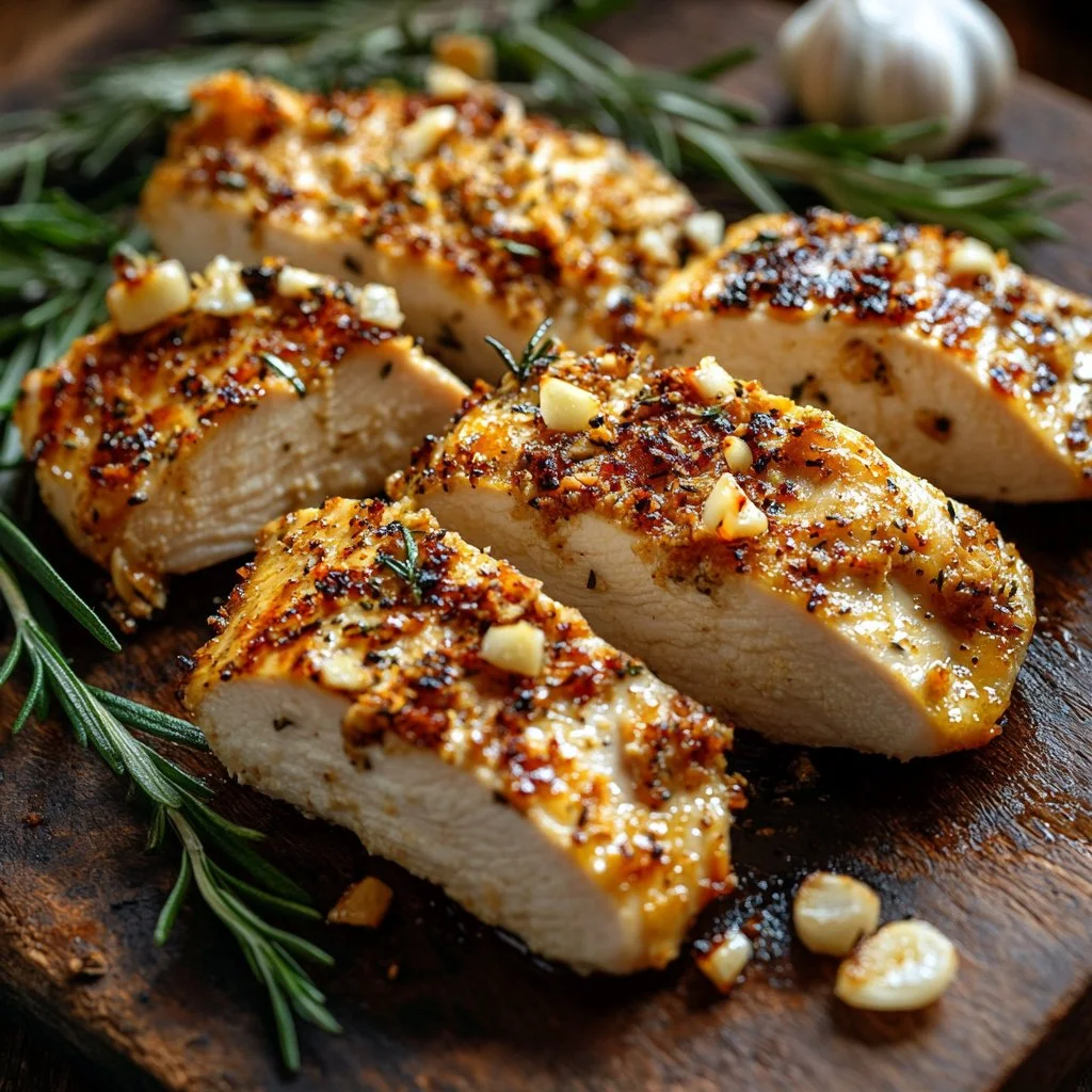 Delicious homemade garlic parmesan grilled chicken on a plate
