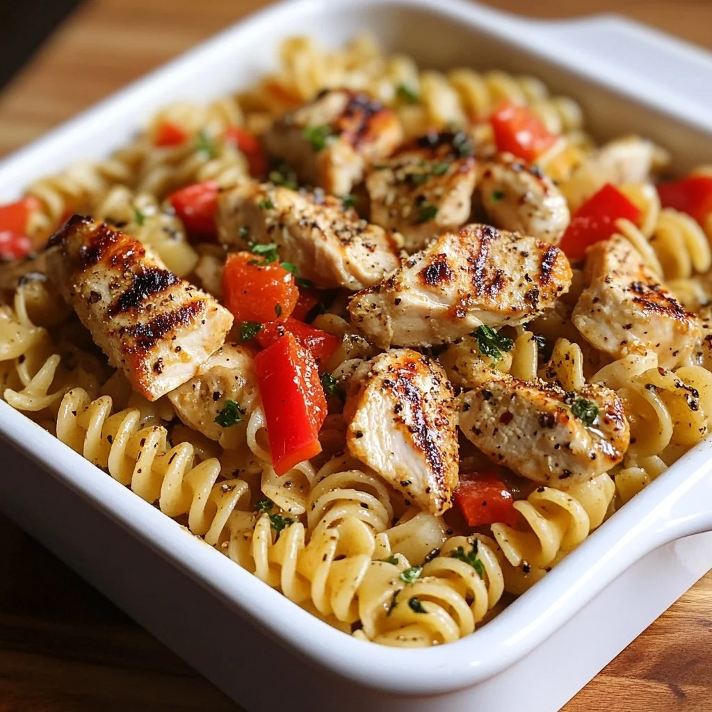 Delicious Honey Pepper Chicken Panini Pasta served in a bowl