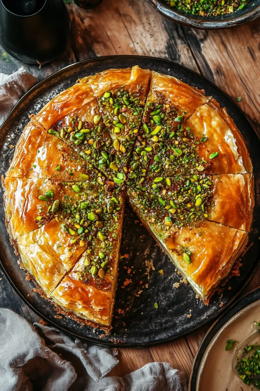 Honey Pistachio Baklava Cheesecake