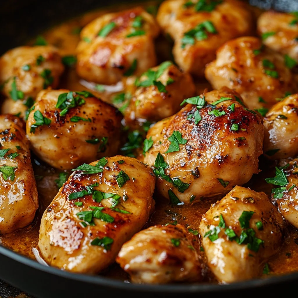 Homemade creamy garlic sauce served with grilled chicken bites