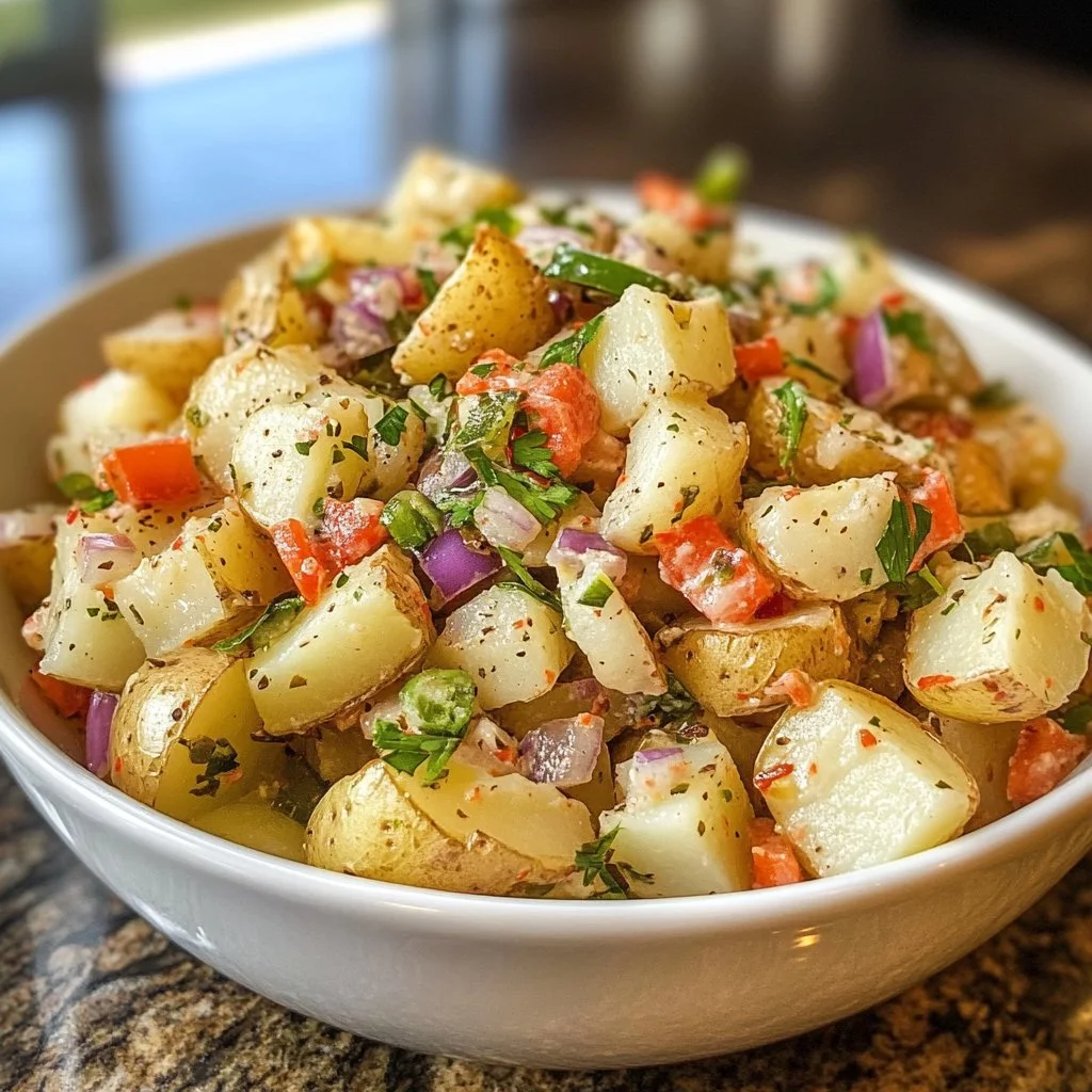 Delicious jalapeno popper roasted potato salad served in a bowl.