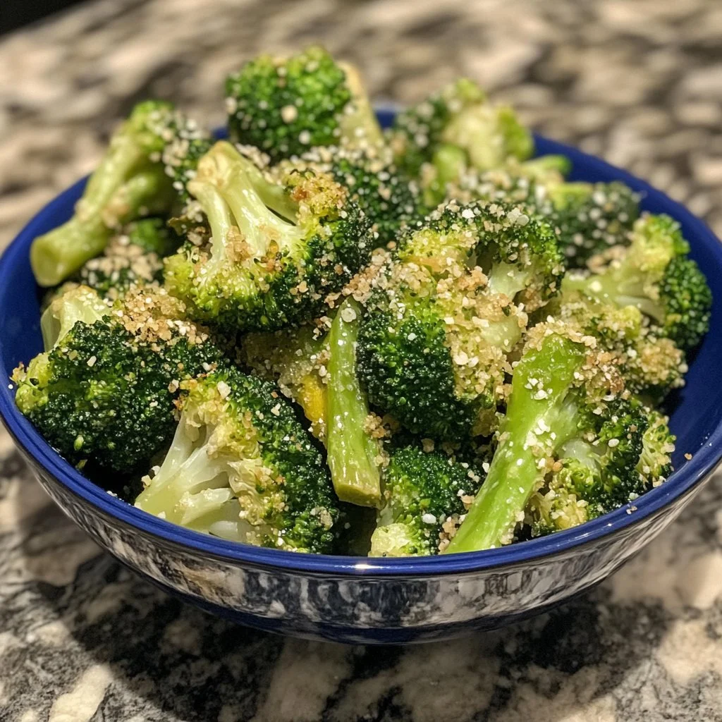 Longhorn garlic parmesan broccoli side dish with melted cheese and garlic