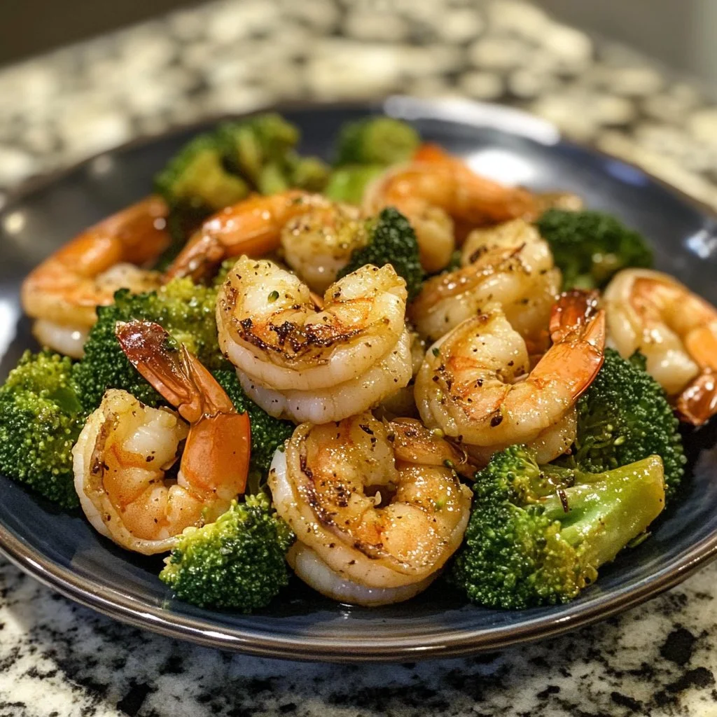 Low carb shrimp and broccoli dish with vibrant colors served in a bowl