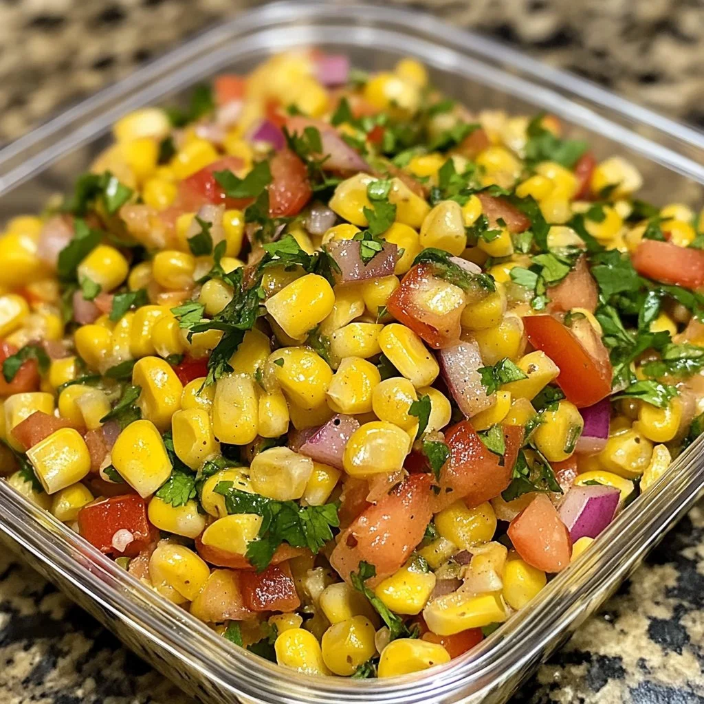Delicious Mexican street corn salad with fresh ingredients and toppings.