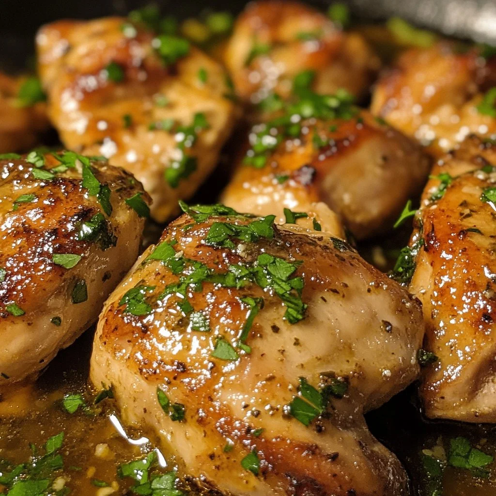 Delicious Mustard Chicken dish served with a garnish