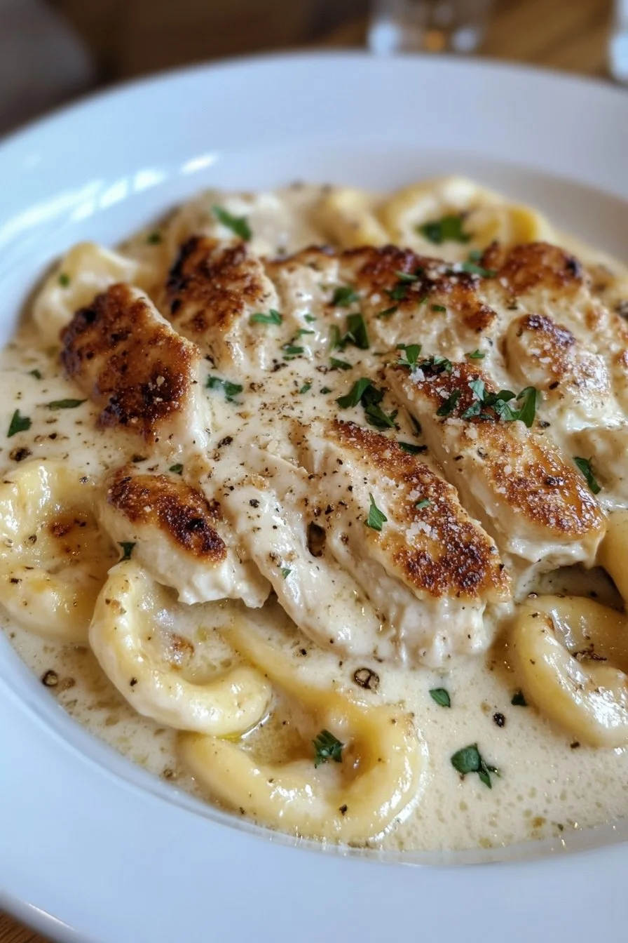 Olive Garden's Asiago Tortelloni Alfredo with Grilled Chicken