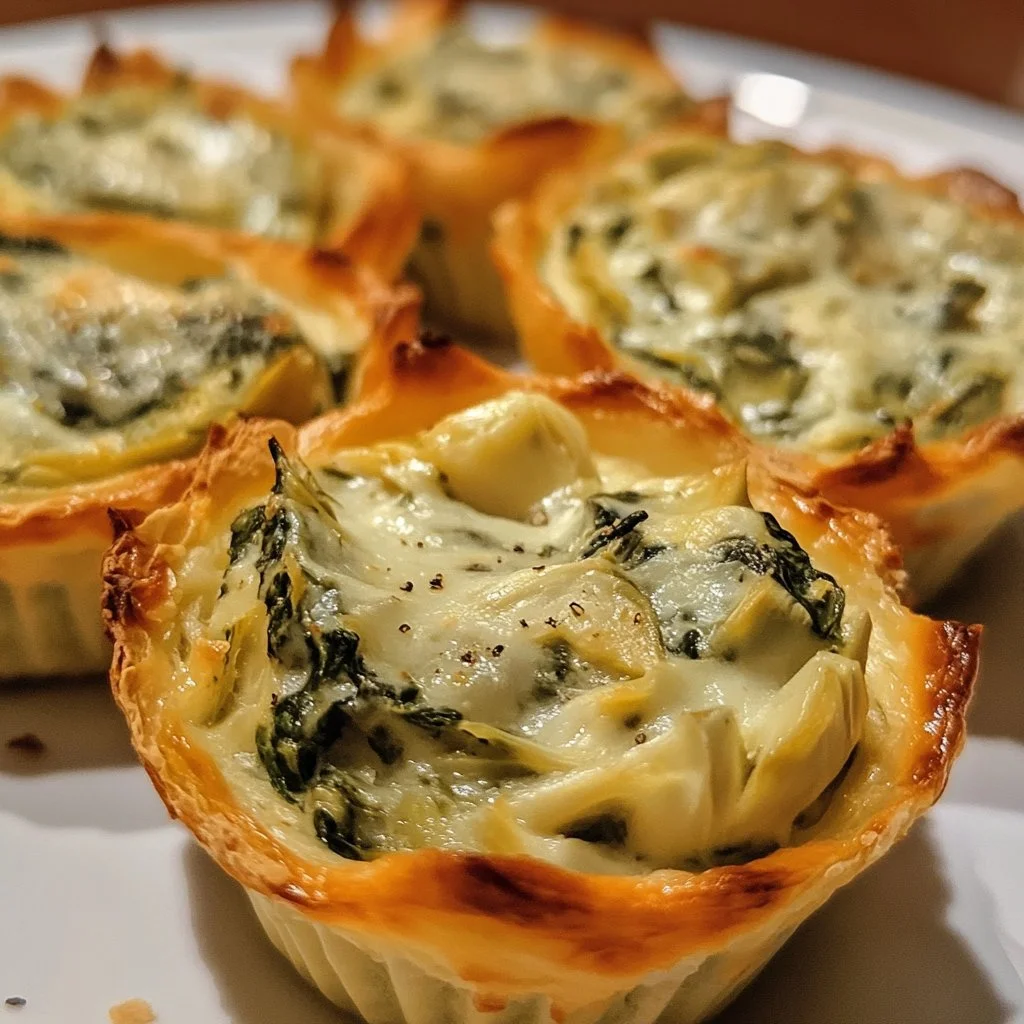 Delicious Spinach Artichoke Dip Cups served as a tasty appetizer