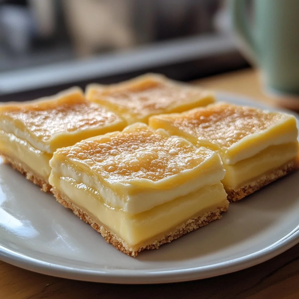 Delicious vanilla custard cream squares on a plate
