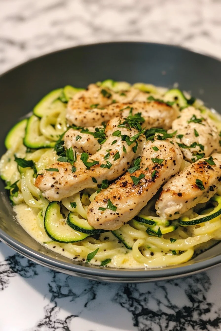 Zucchini Noodle Chicken Alfredo
