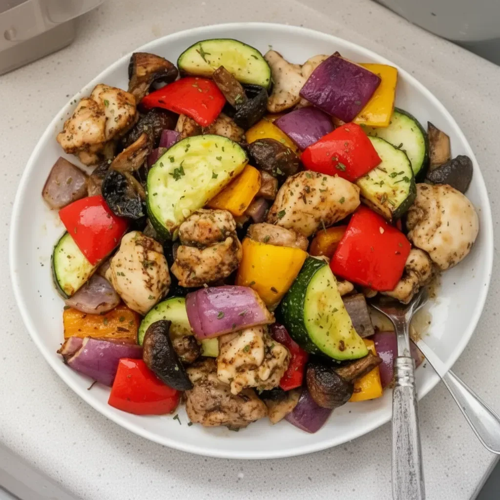 Quick and easy 10-minute roasted chicken and vegetables dish