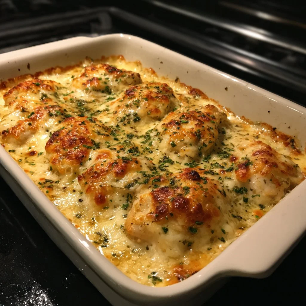 Delicious 4-Ingredient Ranch Chicken Bake served on a plate