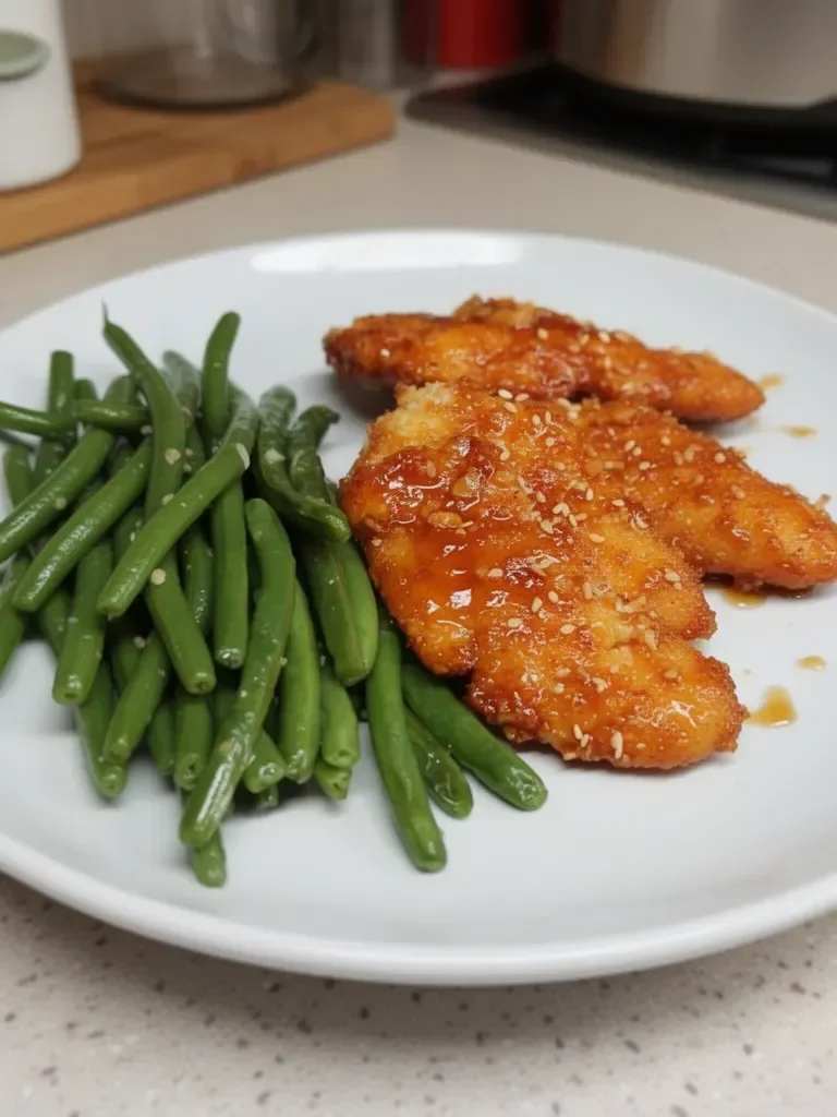 Baked Honey Garlic Chicken Tenders With Green Beans