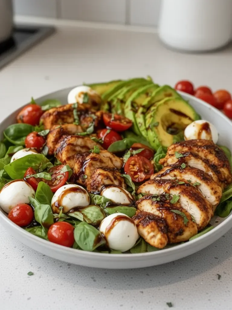 Baked Marinated Chicken Salad with Mozzarella and Balsamic Vinaigrette