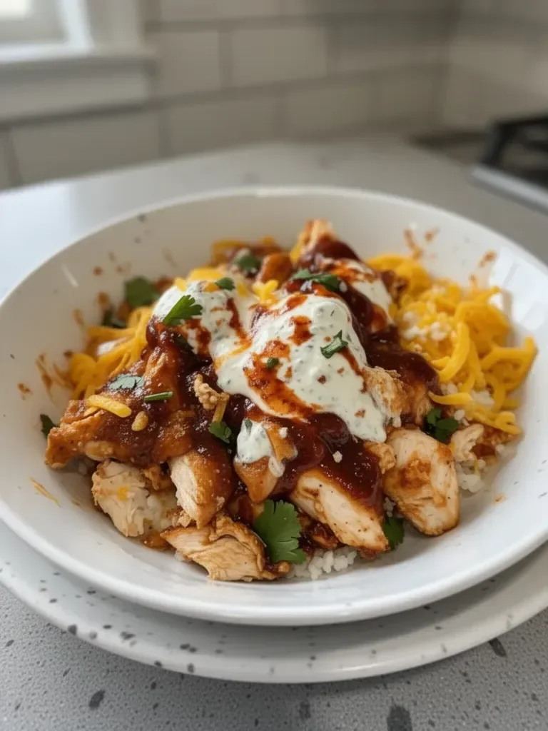 Macro-Friendly BBQ Ranch Chicken Bowl with 42g of Protein