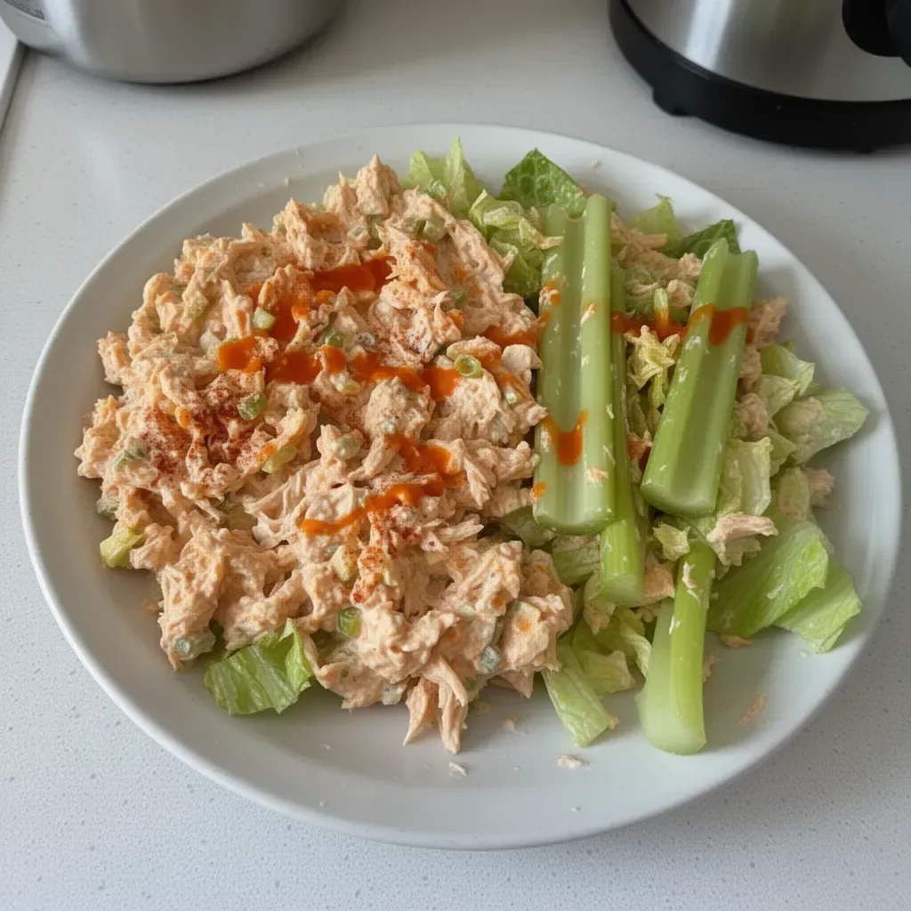 Delicious Buffalo Chicken Salad with fresh vegetables and spicy sauce