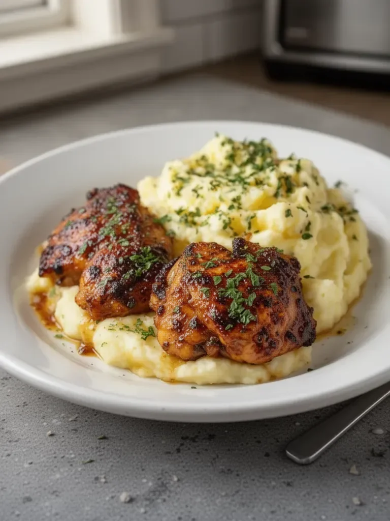 Chipotle Honey Chicken Thighs with Smoked Gouda Mashed Potatoes