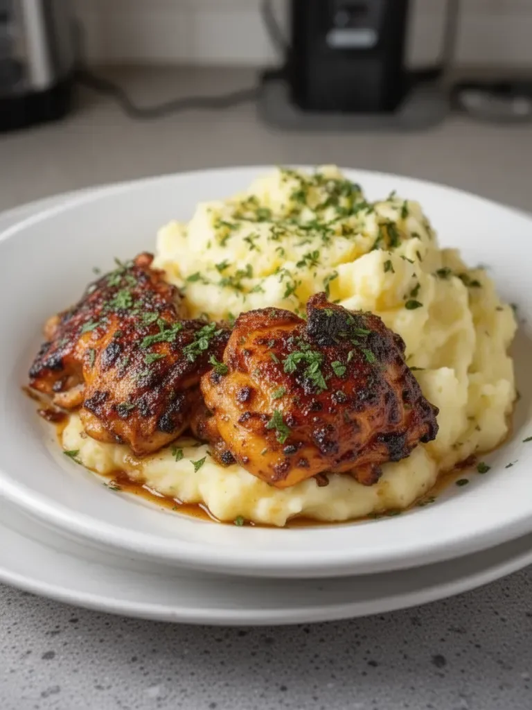 Chipotle Honey Chicken Thighs with Smoked Gouda Mashed Potatoes