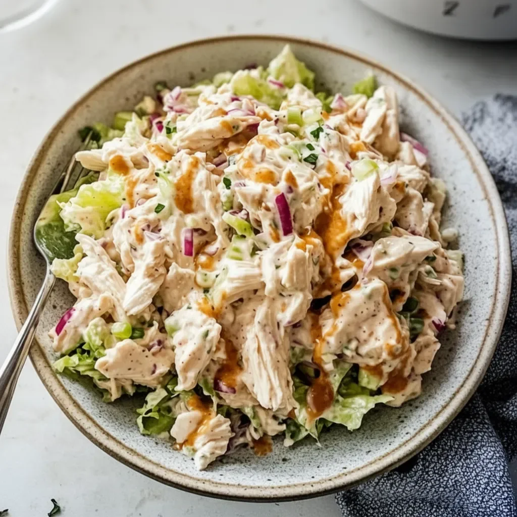 Delicious Cottage Cheese Chicken Salad served in a bowl with fresh ingredients
