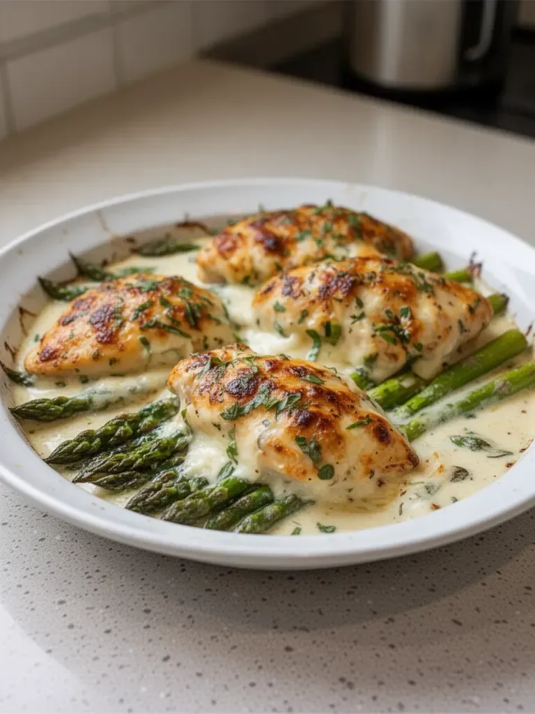 Creamy Baked Chicken and Asparagus