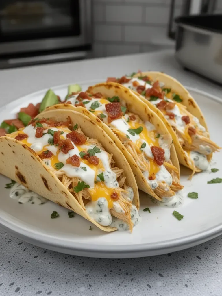 Creamy Cheddar Ranch Chicken Tacos