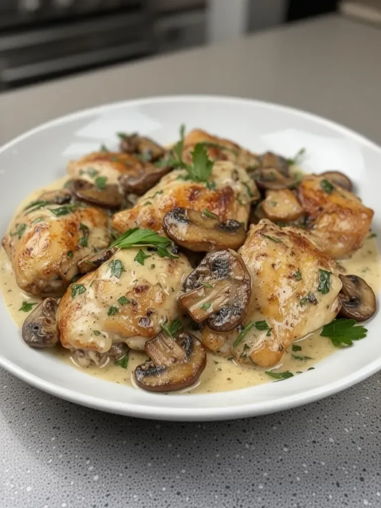 Creamy Garlic Mushroom Chicken Thighs