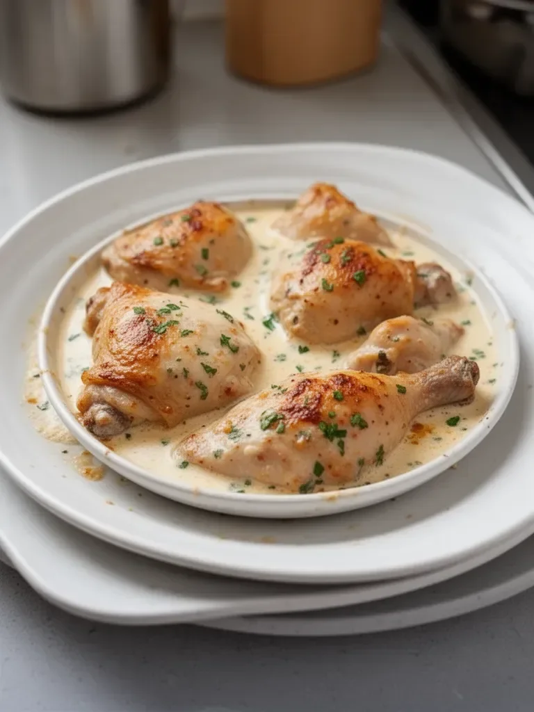 Creamy Oven Baked Chicken Thighs
