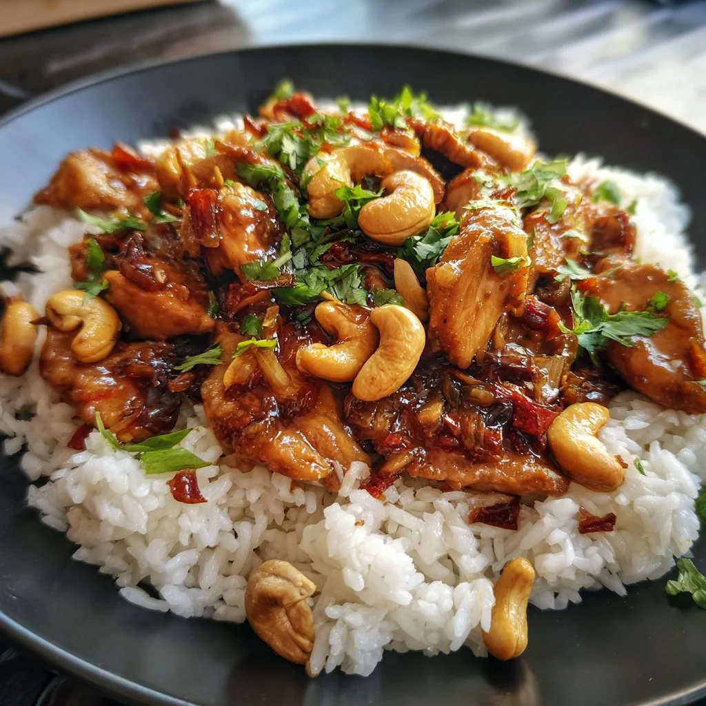 Crockpot Cashew Chicken cooked to perfection in a slow cooker