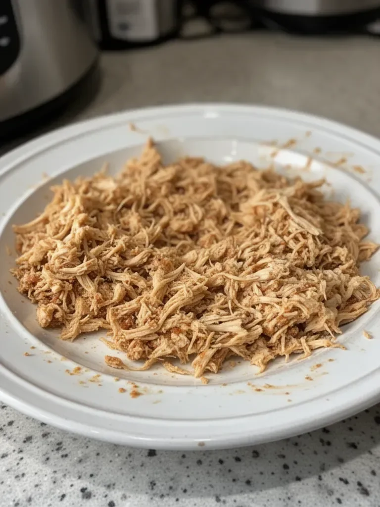 Crockpot Chicken Taco Meat {Easy, 3-Ingredient Recipe}